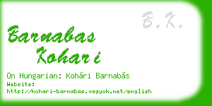 barnabas kohari business card