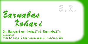 barnabas kohari business card